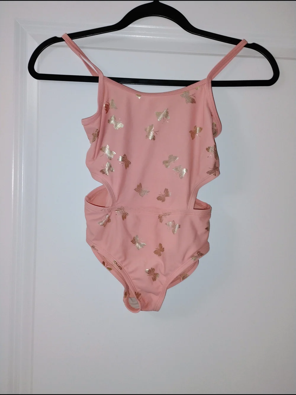 Osh Kosh B'gosh Girls Pink Peach Butterfly Foil Shimmer Swimwear 7 Cut Out